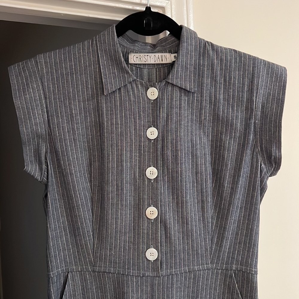 RARE adorable Christy Dawn Phoebe Jumper chambray railroad pinstripe size small